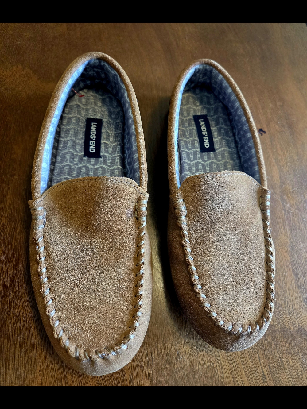 Lands' End Woman's Size 8 Suede Moccasin Loafers - Chestnut Brown